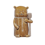 Creative Co-op Stoneware Honey Jar w/Wood Dipper