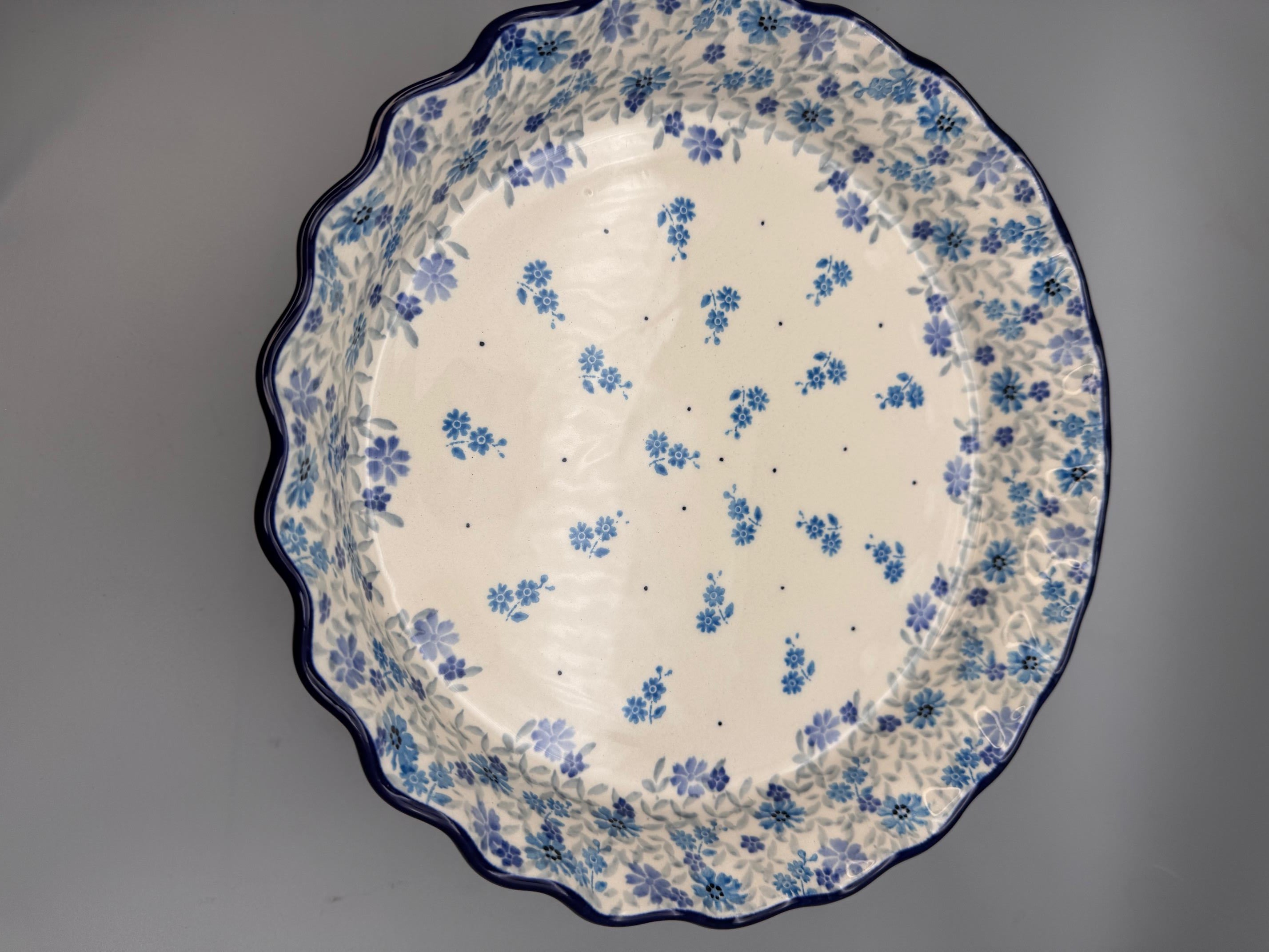 European Design Polish Pottery Fluted Pie Dish