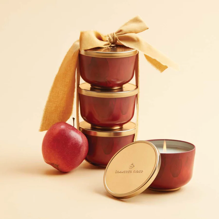 Thymes Simmered Cider Poured Candle Tin w/Gold Lid