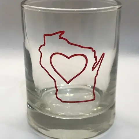 Flags Over WI Home Love  Glass 3oz