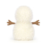 Back view of snowman on white background
