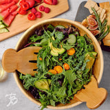 Natural Bamboo Salad Hands in a bowl of salad