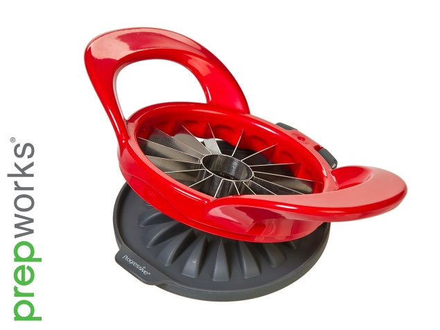 Progressive Thin Apple Slicer-grey and red divided into 16 sections