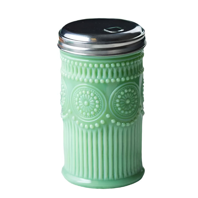 Jadeite Sugar Shaker with beautiful details