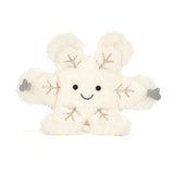 Plush toy with snowflake patterns on a white background