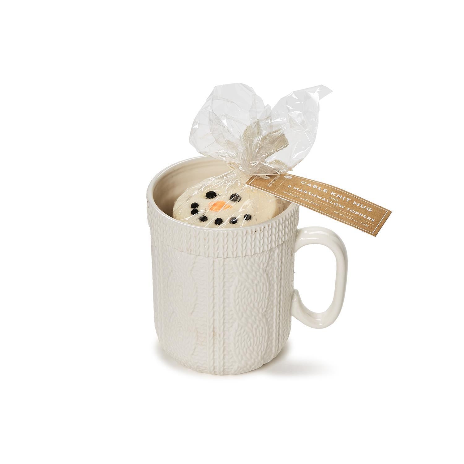 Twos Co Cable Knit Mug w/6 Snowflake Marshmallow Toppers