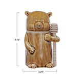 Creative Co-op Stoneware Honey Jar w/Wood Dipper