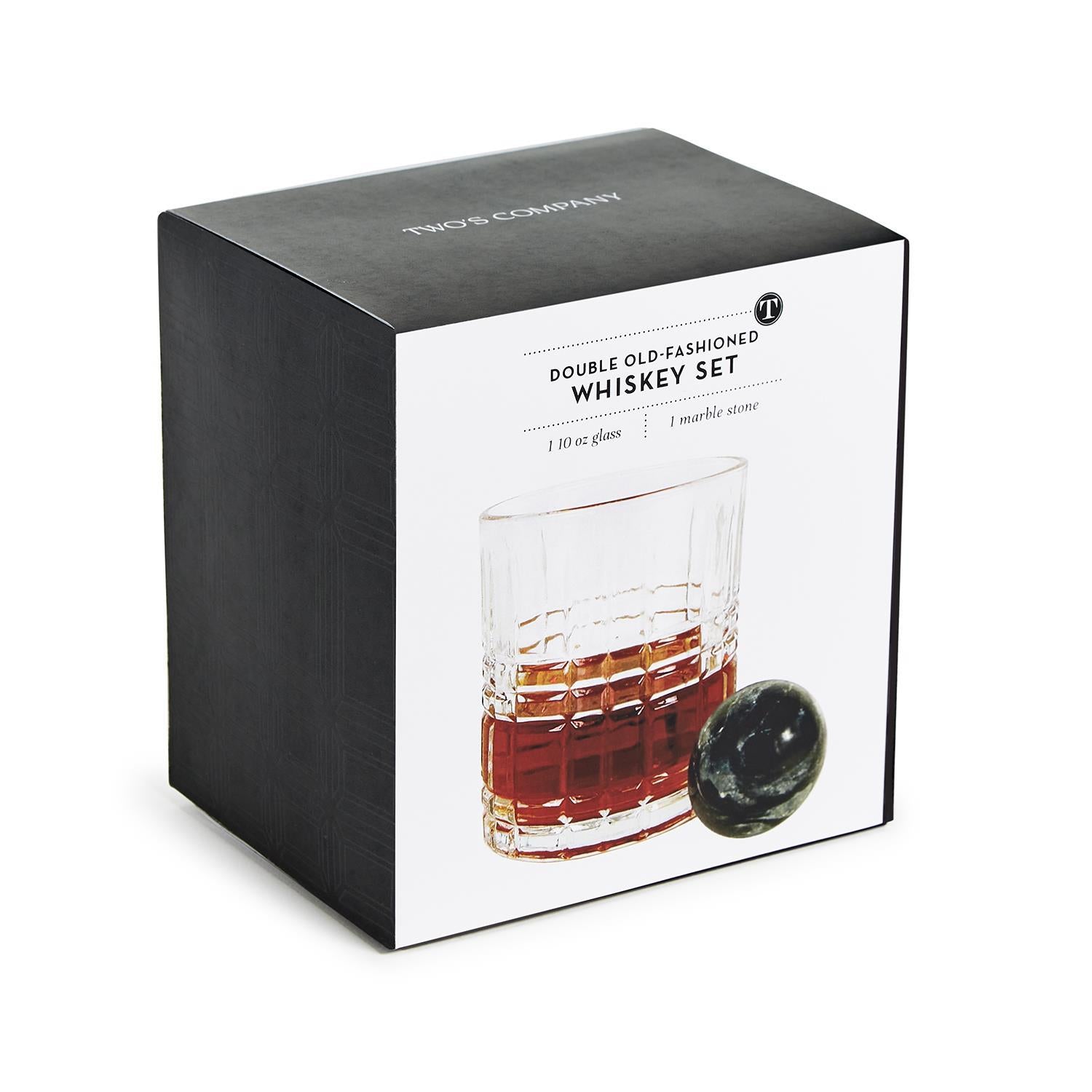 Twos Co Double Old Fashioned Whiskey Set withStone Ball