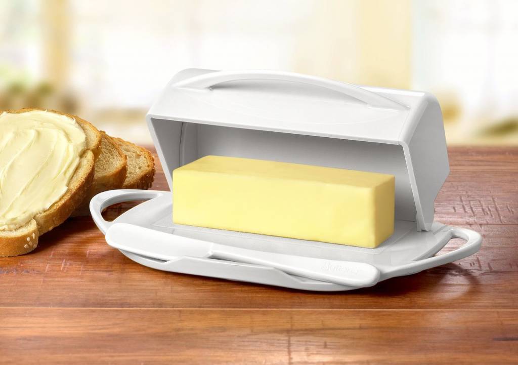 Butterie Butter Dish in white with stick of butter