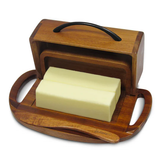Butterie Butter Dish, Acacia Wood Matte Black Handle
