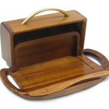 Butterie Butter Dish, Acacia Wood Satin Brass Handle