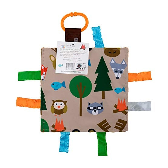 Sensory square with forest motif-animals, trees, campfire
