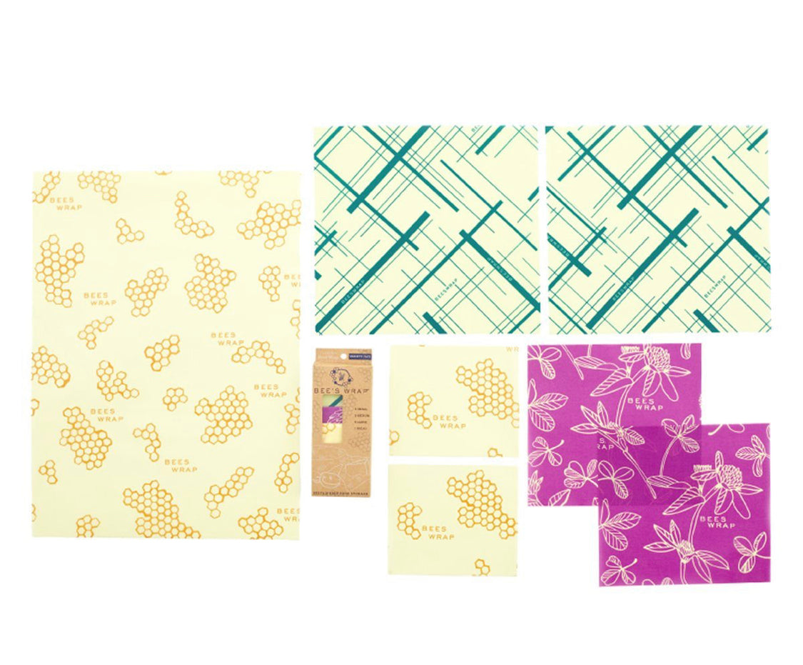 Picture of the Bees Wrap Variety Pack Honeycomb, Clover, Geometric